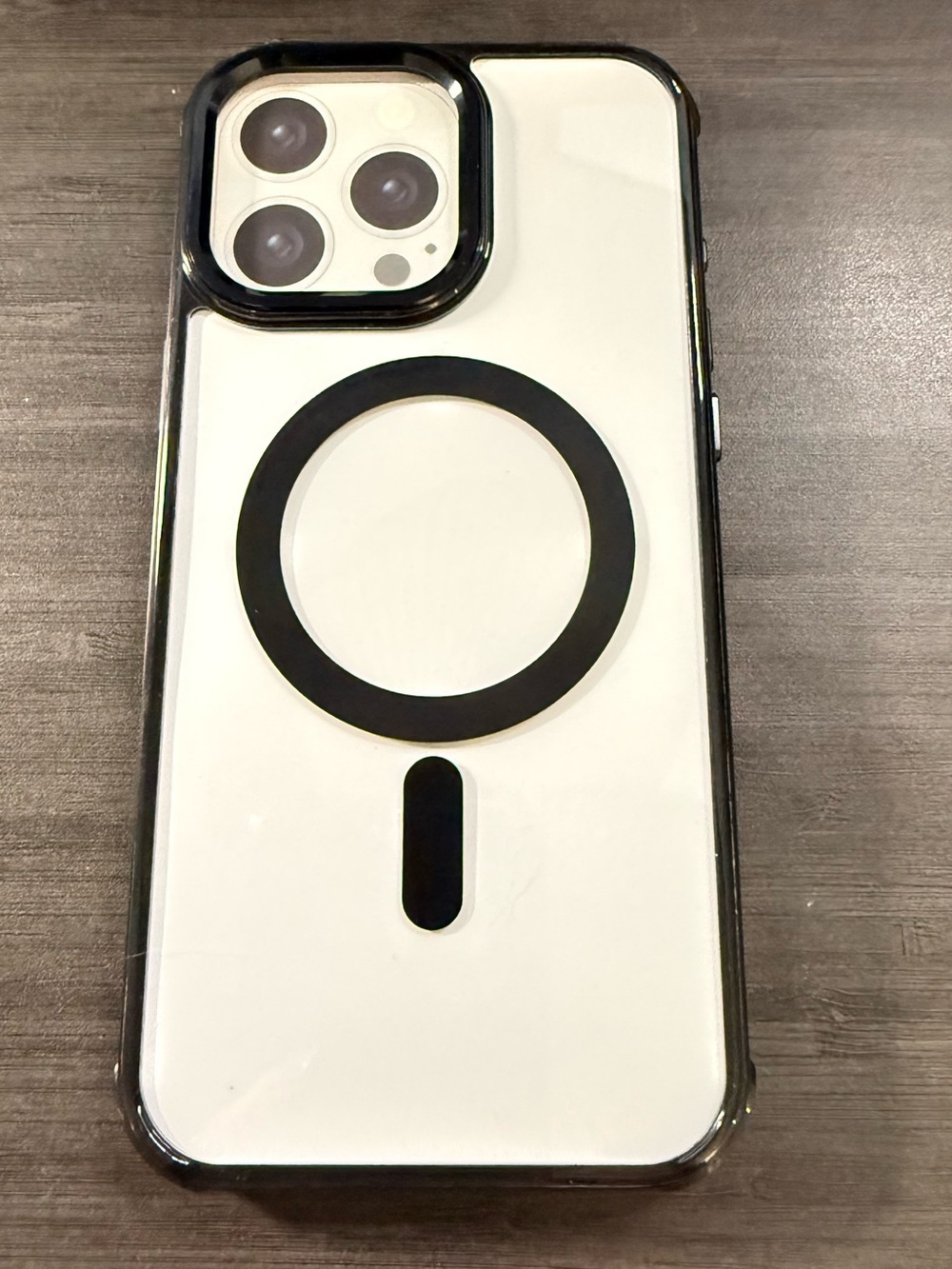 MagSafe-Compatible Clear Phone Case with Black Accents